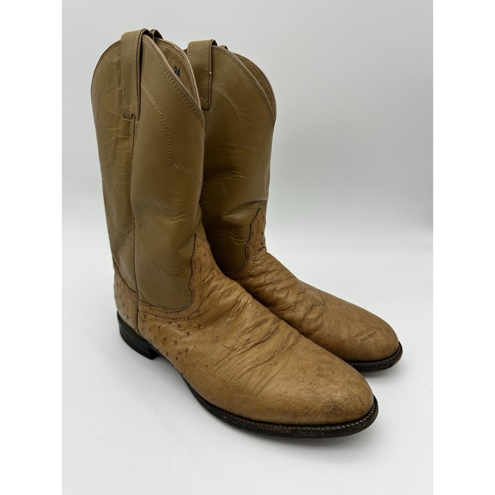 Vintage Men's Nocona Nv3007 Full Quill Ostrich Leather Boots Cognac Size‎ 10D